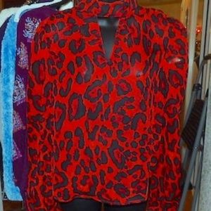 GORGEOUS ANIMAL PRINT BLOUSE IN RED AND PURPLE!  NWT